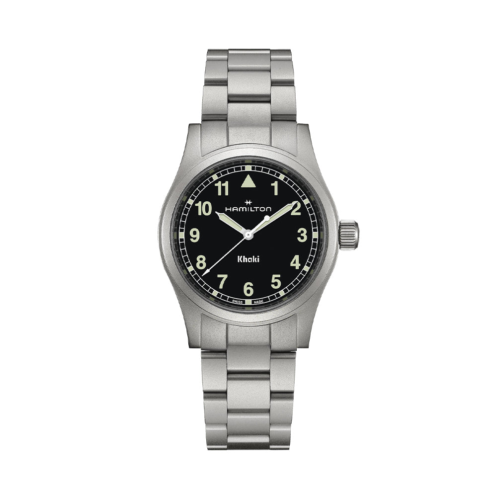 Khaki Field Quartz 38mm - Black w/ White Numerals on Bracelet