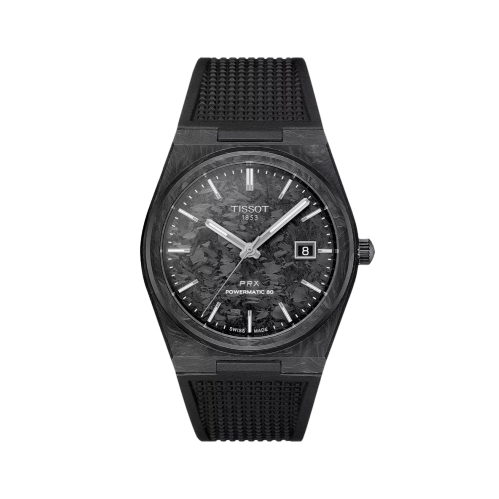 PRX Carbon Powermatic 80 40mm - Black on Rubber Strap