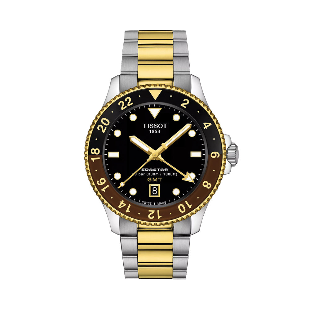 Seastar 1000 Quartz GMT Gold/Steel 40mm - Black on Bracelet