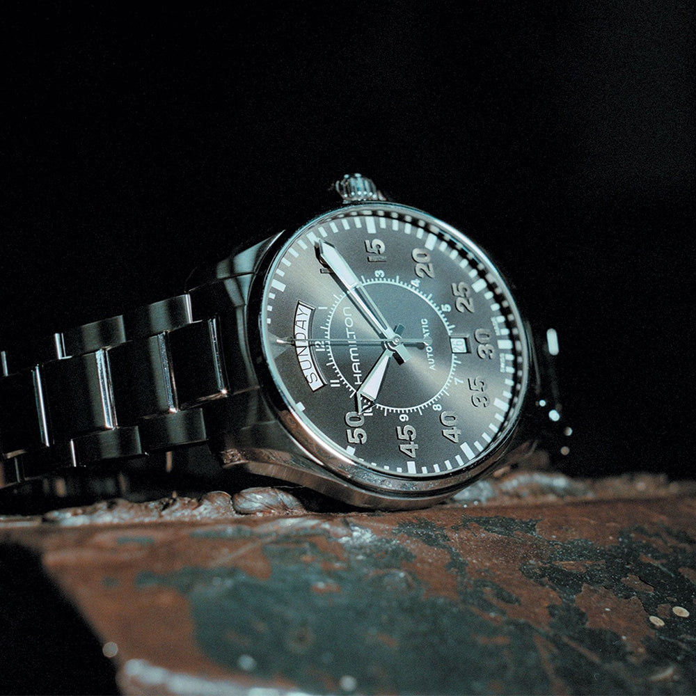 Khaki Aviation Pilot Day Date Auto 42mm - Black on Bracelet