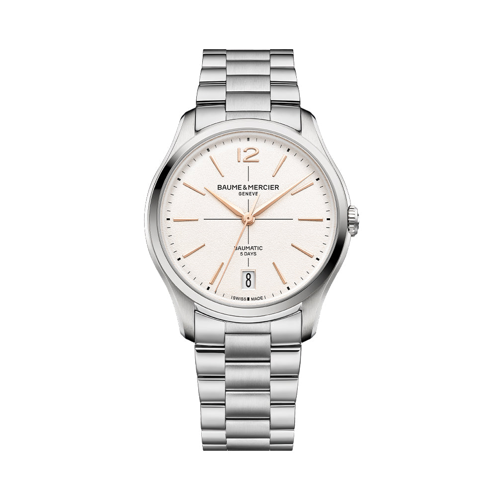 Clifton Round Baumatic 39mm - White on Bracelet