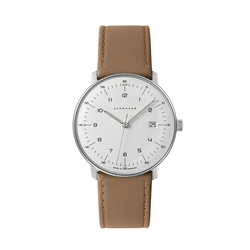 Max Bill Quartz 38mm - White on Leather Strap