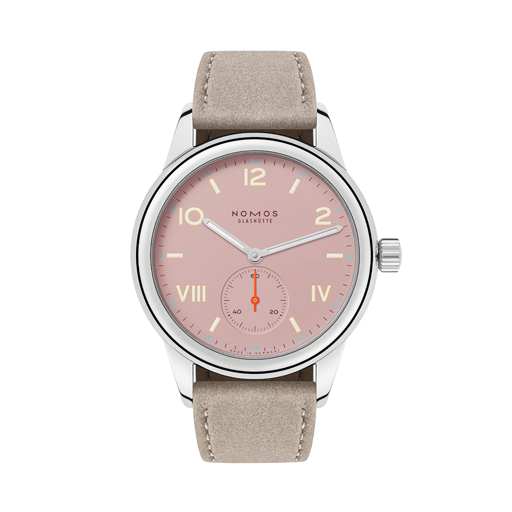Club Campus Glass Back 36mm - Rose on Leather Strap
