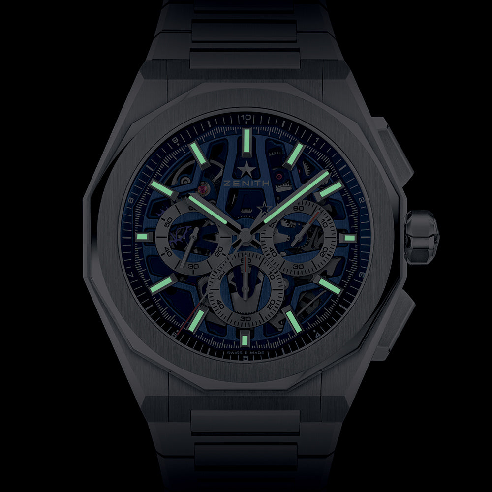 Defy Skyline Chronograph Skeleton 42mm - Blue on Bracelet