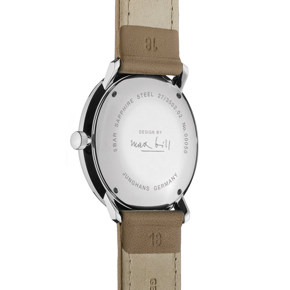 Max Bill Automatic 38mm - White on Leather Strap