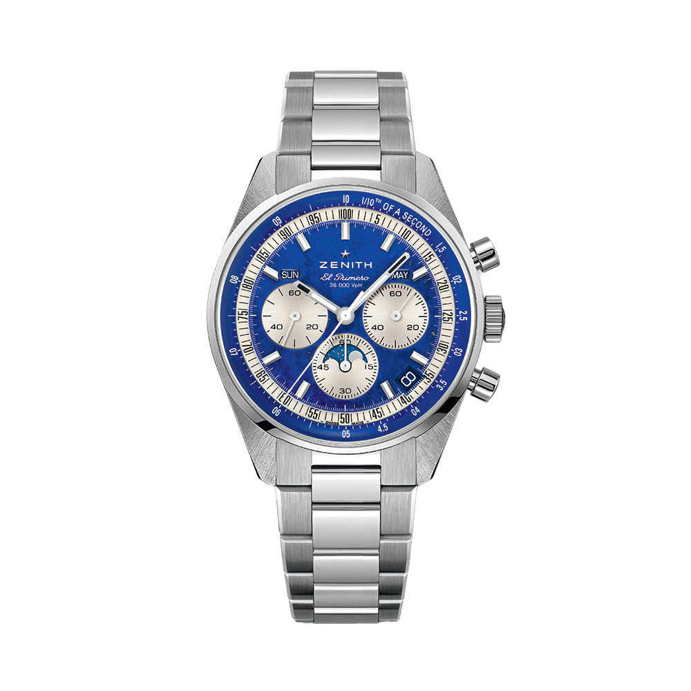 Chronomaster Original Acier Lapis Lazuli 38mm - Blue on Leather Strap and Bracelet