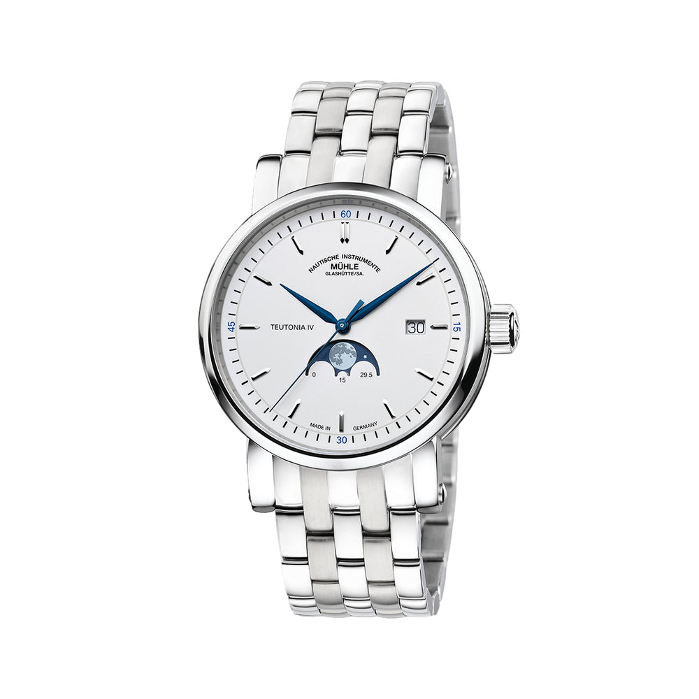 Teutonia IV Moonphase 41mm - White on Bracelet