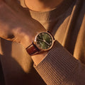 Villeret Extraplate Red Gold 40mm - Green on Leather Strap