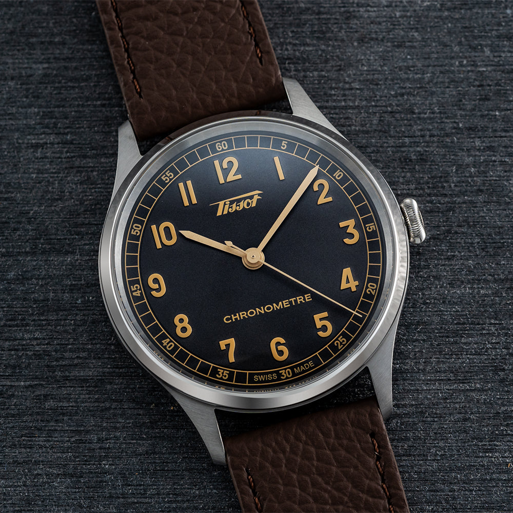 Heritage 1938 COSC Anthracite 39mm - Anthracite on Leather Strap