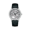 Villeret Squelette 8 Days White Gold 38mm - Skeleton Silver on Leather Strap