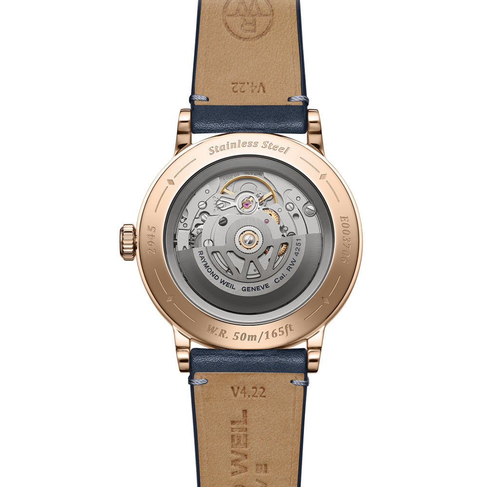 Millesime Automatic Moonphase Rose Gold PVD 39.5mm - Midnight Blue on Leather Strap