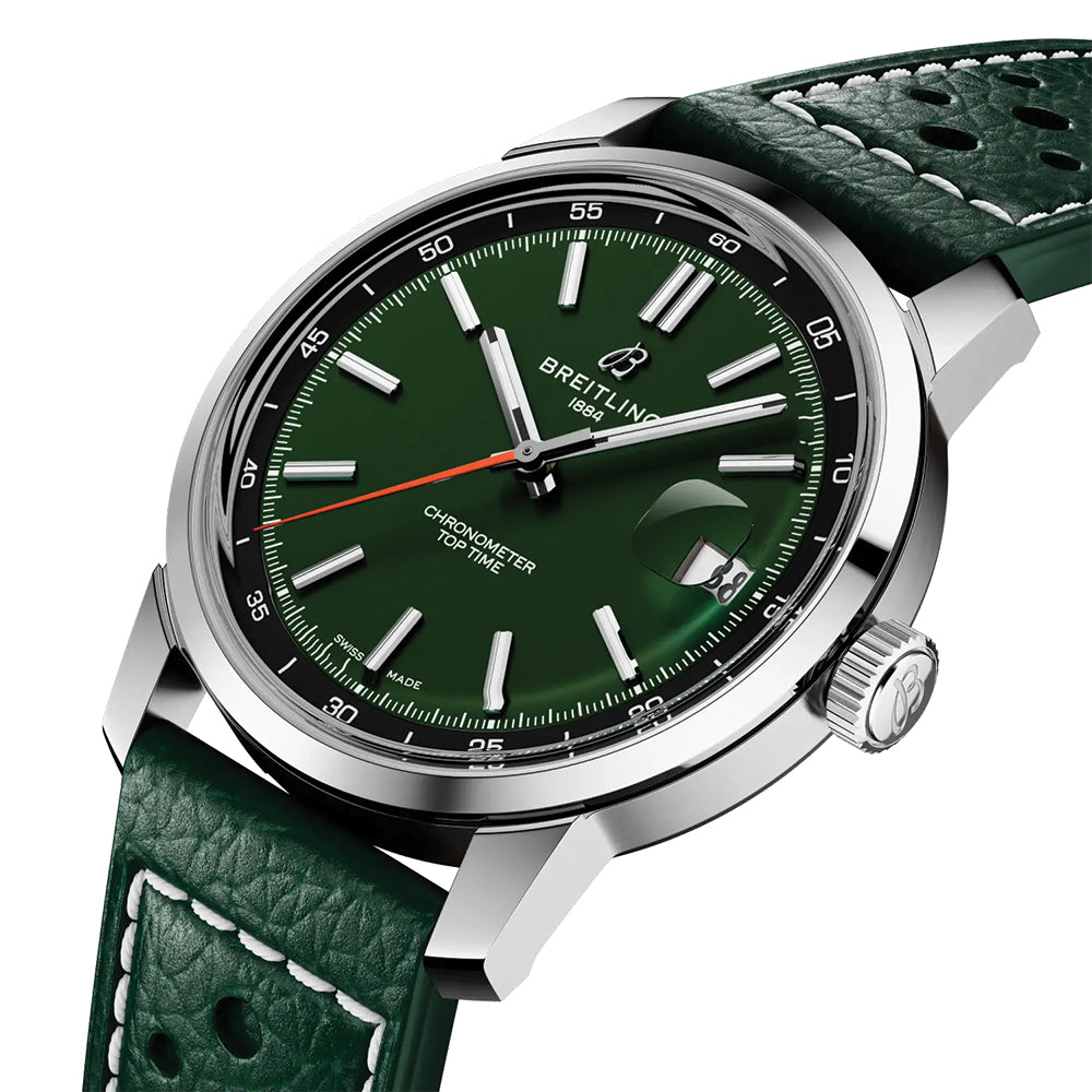 Top Time B31 38mm - Green on Leather Strap
