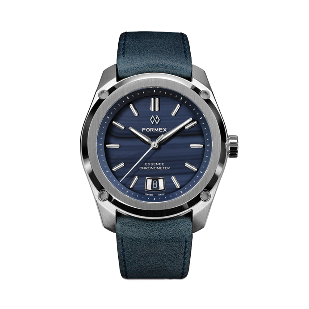 Automatic Chronometer "Blue Agate" 39mm - Blue on Blue Leather Strap