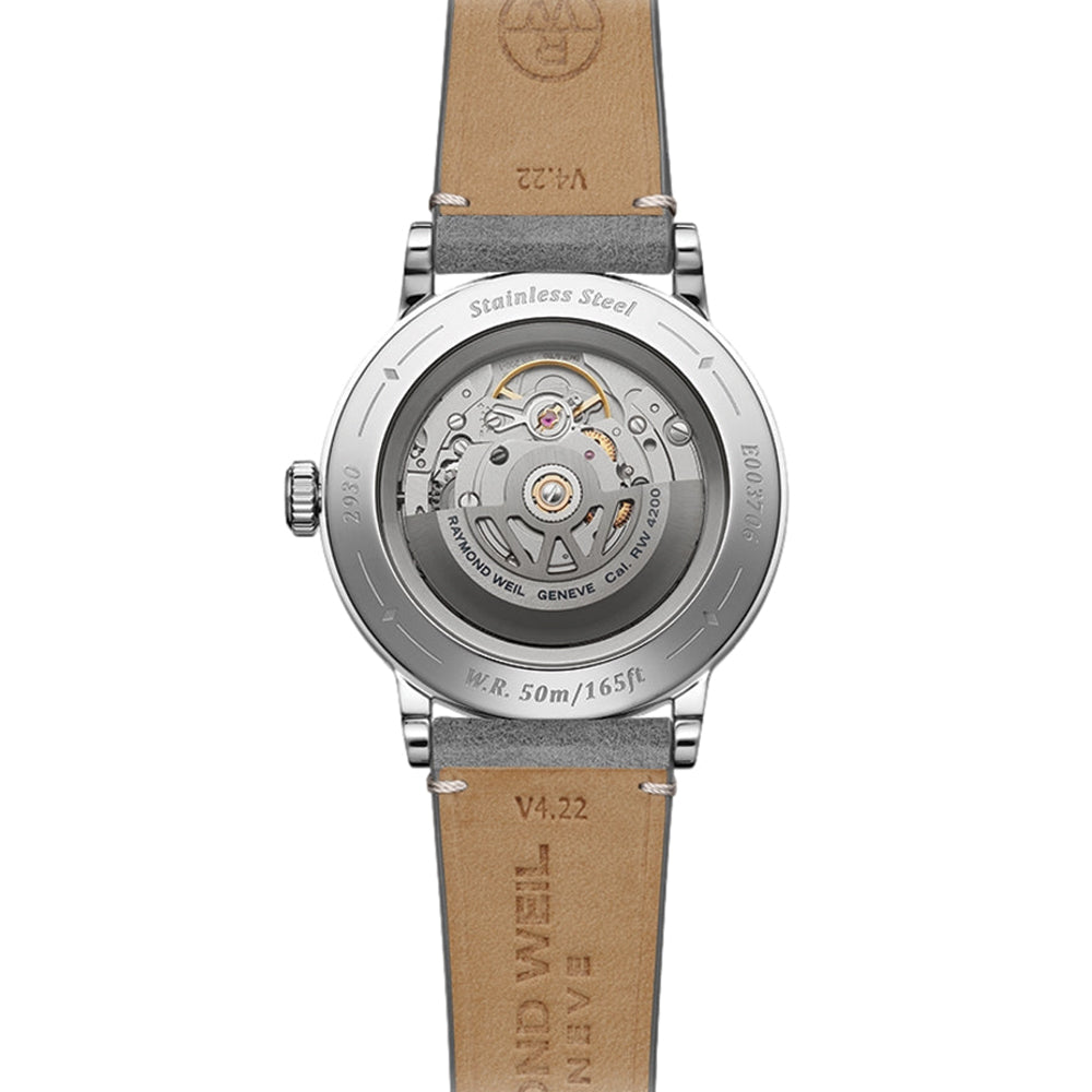 Millesime Men's Automatic Small Seconds Sector Dial 39.5mm - Silver on Leather Strap