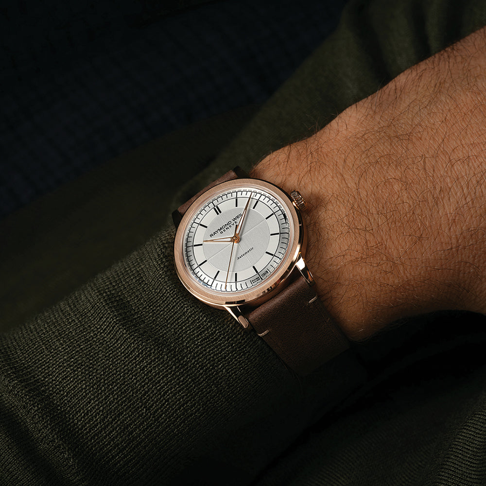 Millesime Men's Automatic Sector Dial 39.5mm - Silver on Leather Strap