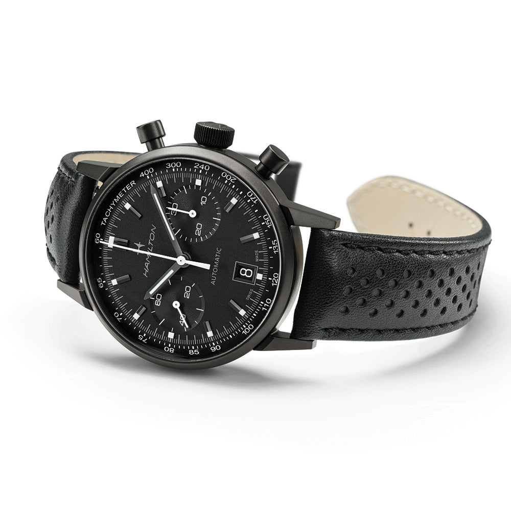 American Classic Intra-Matic Auto Chrono PVD 40mm - Black on Leather Strap
