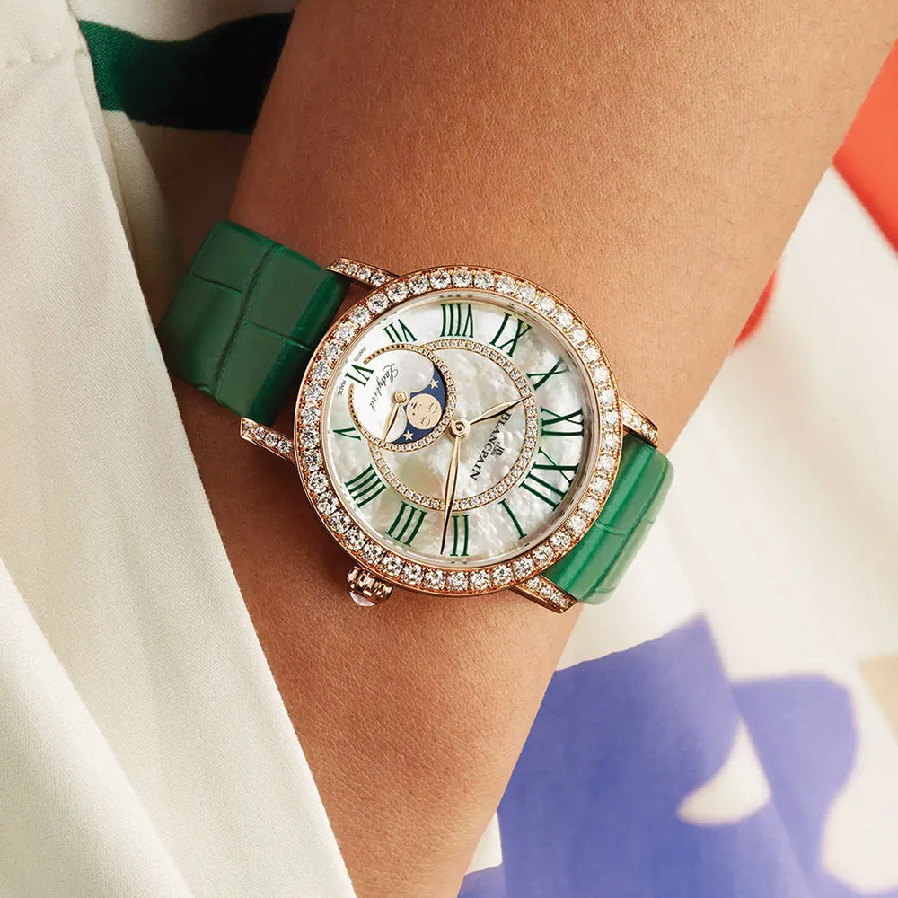 Ladybird Colors Phases de Lune Red Gold 34.9mm - White, Mother-of-Pearl on Leather Strap