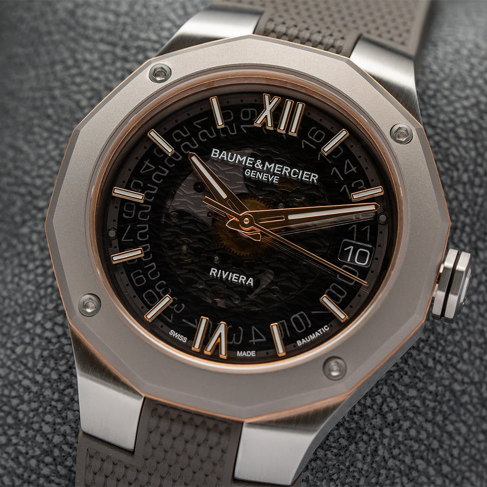 Riviera 10720 Titanium Automatic Date 39mm - Grey on Rubber Strap