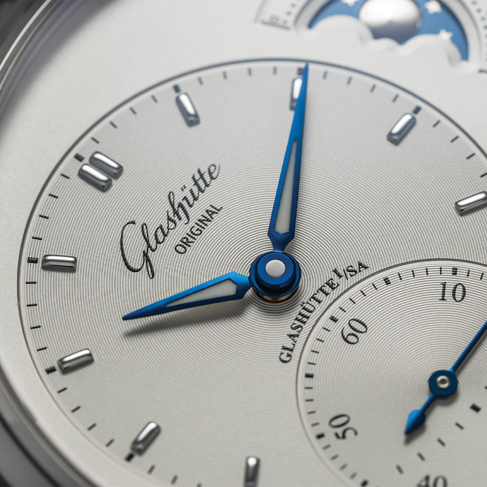 PanoMaticLunar 40mm - Silver on Leather Strap
