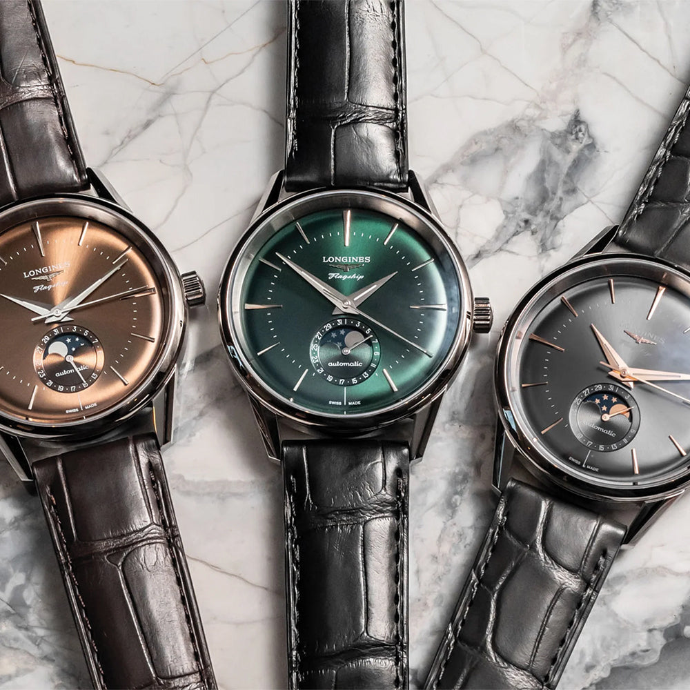 Flagship Heritage Moonphase 38.5mm - Sunray Green on Leather Strap