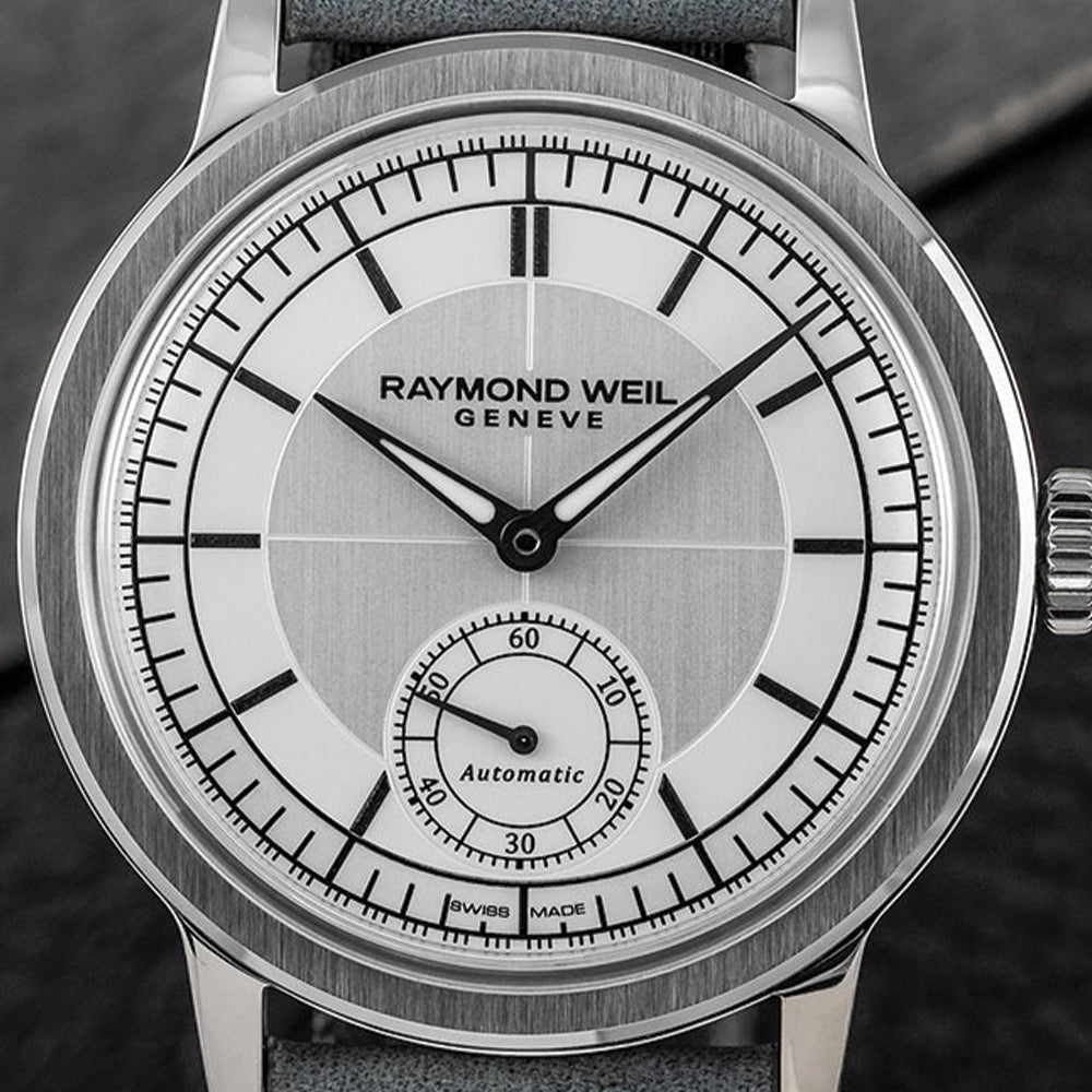 Millesime Men's Automatic Small Seconds Sector Dial 39.5mm - Silver on Leather Strap