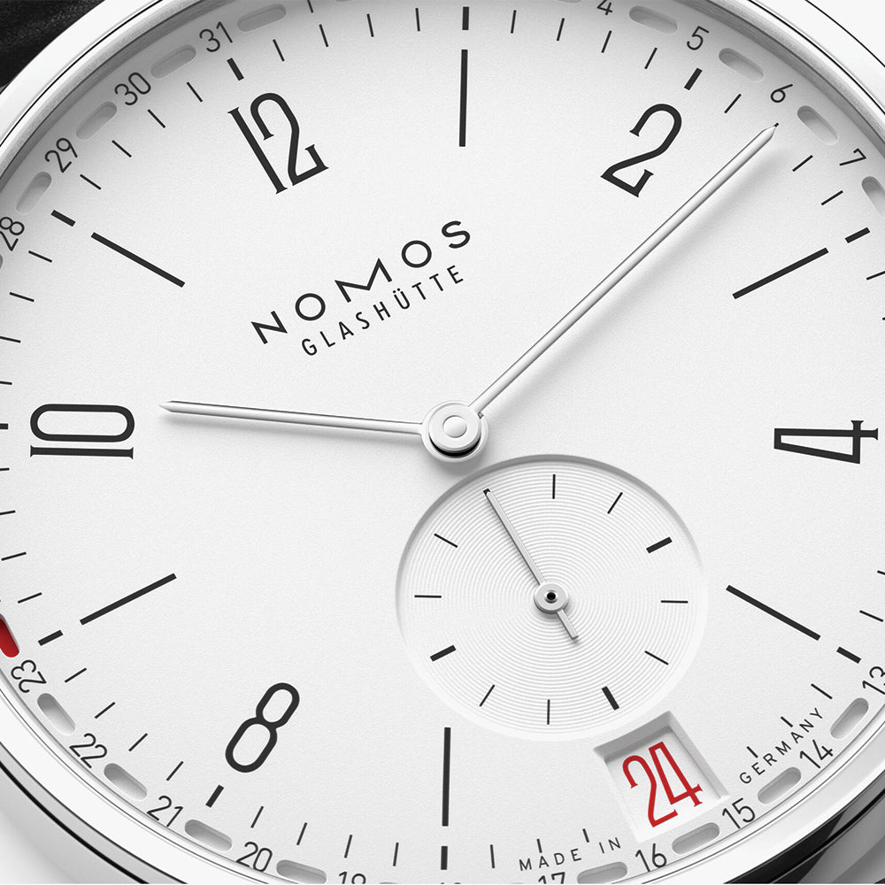 Tangente 2Date 37.5mm - White on Leather Strap