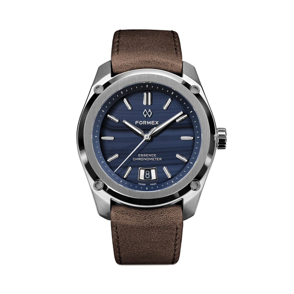 Automatic Chronometer "Blue Agate" 39mm - Blue on Brown Leather Strap