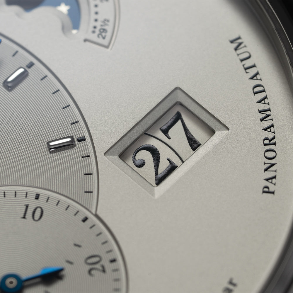 PanoMaticLunar 40mm - Silver on Leather Strap
