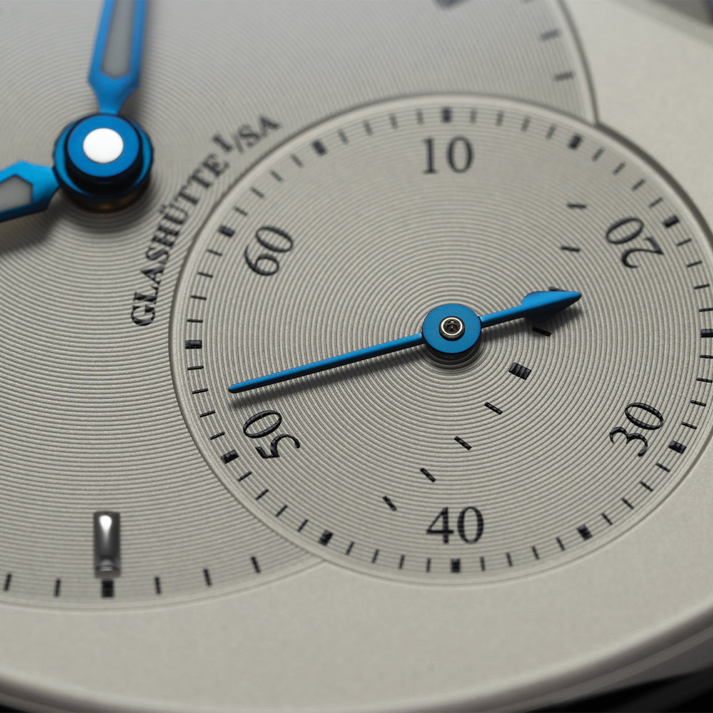 PanoMaticLunar 40mm - Silver on Leather Strap