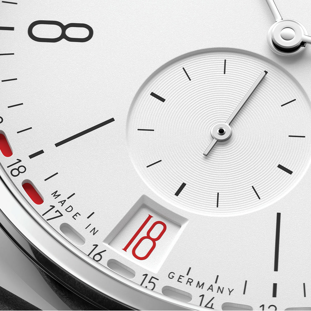 Tangente 2Date 37.5mm - White on Leather Strap