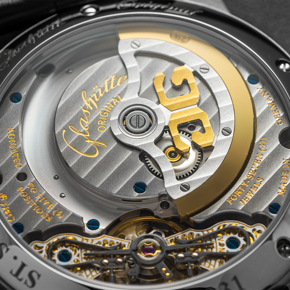 PanoMaticLunar 40mm - Silver on Leather Strap