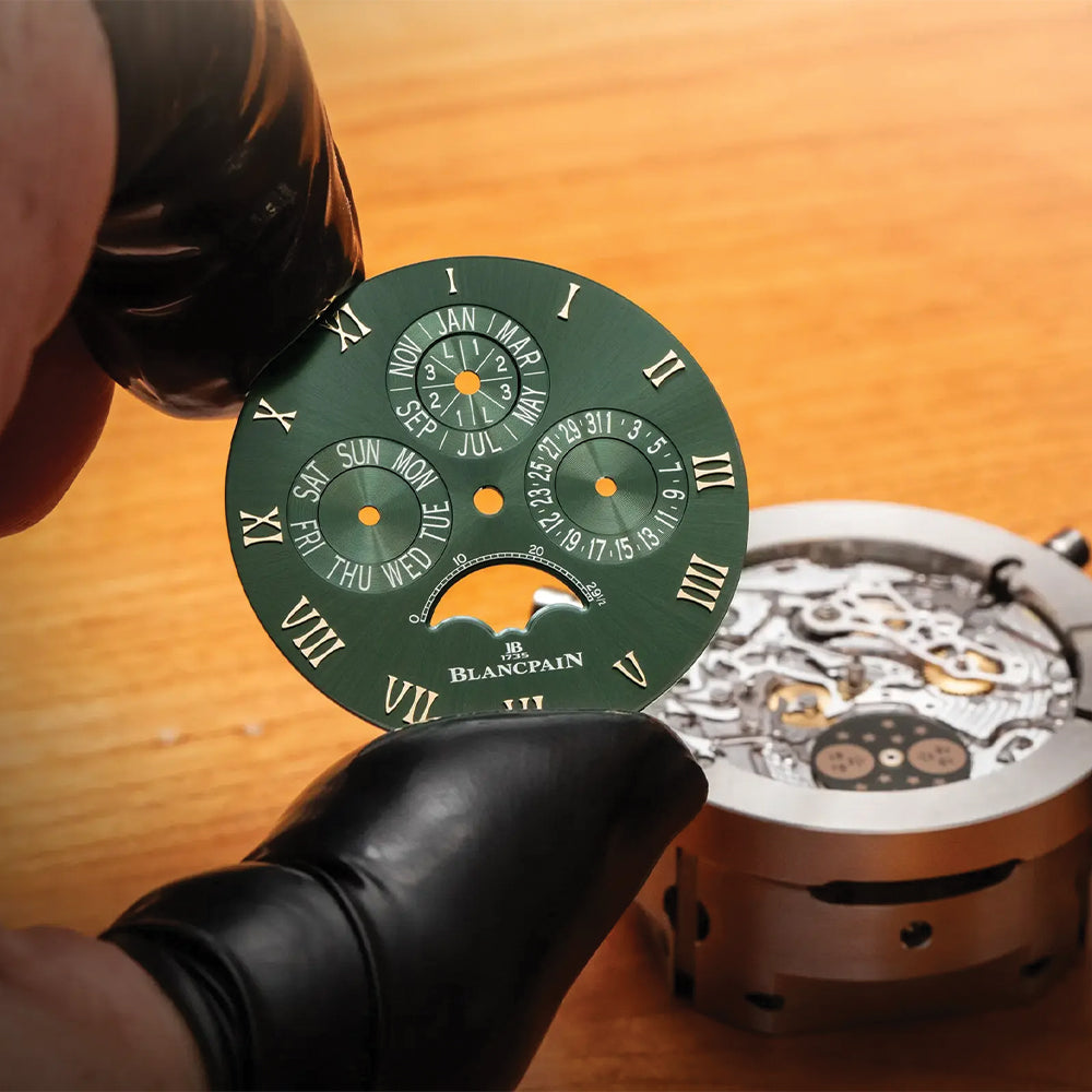 Villeret Perpetual Calendar Red Gold 40.3mm - Green on Leather Strap