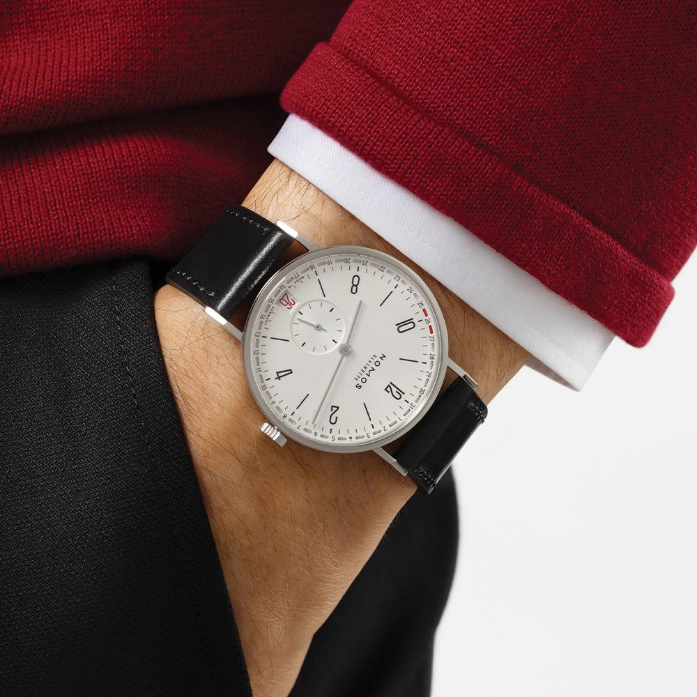 Tangente 2Date 37.5mm - White on Leather Strap