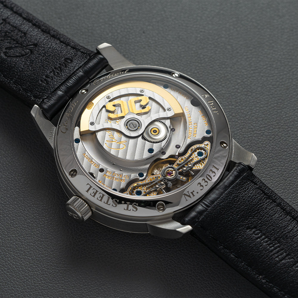 PanoMaticLunar 40mm - Silver on Leather Strap