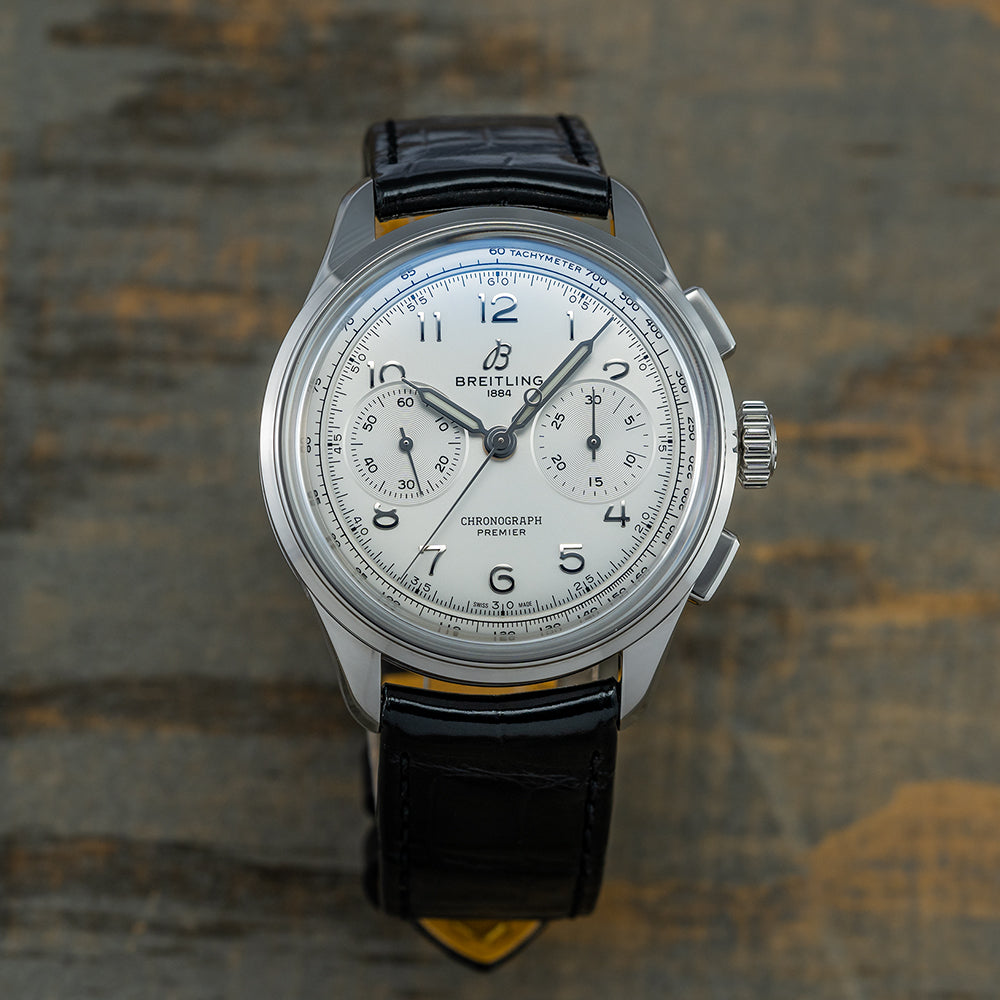 Premier B09 Chronograph 40mm - Silver on Leather Strap