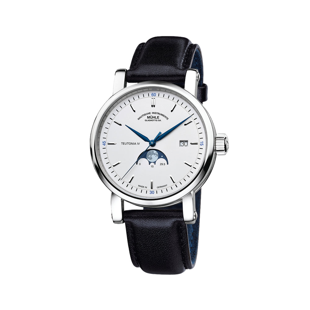 Teutonia IV Moonphase 41mm - White on Leather Strap