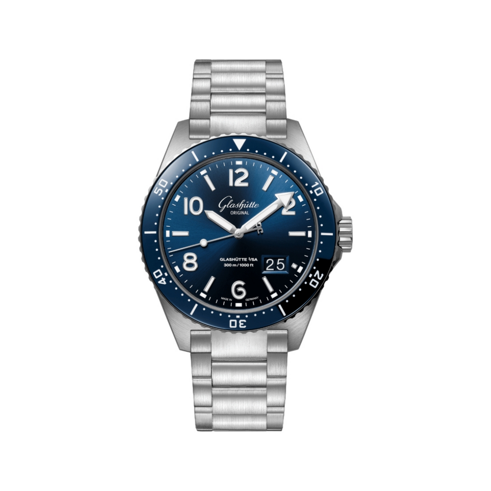 SeaQ Panorama Date Galvanized Blue 43mm - Stainless Steel on Bracelet