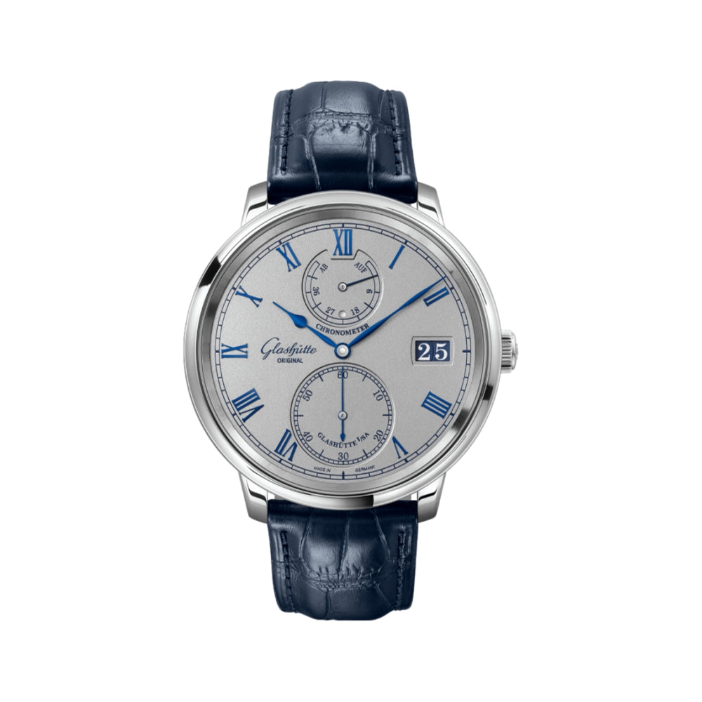 Senator Chronometer Manual Winding White Gold 42mm - Silver on Leather Strap