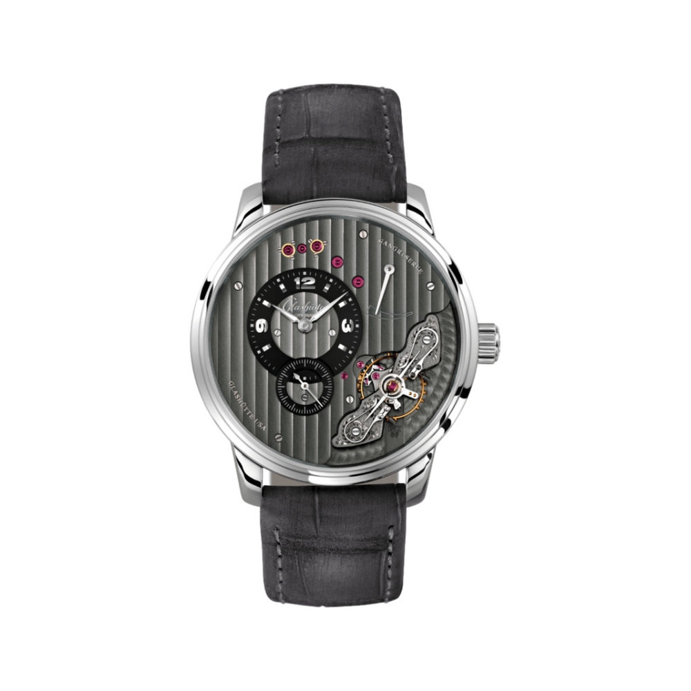 PanoInverse 42mm - Galvanized Black on Leather Strap