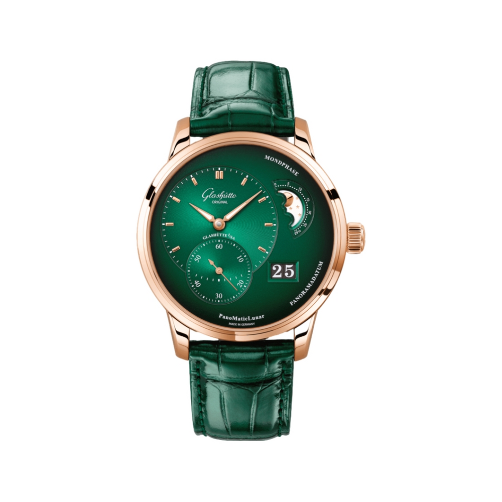 PanoMaticLunar Green 40mm - Red Gold on Strap