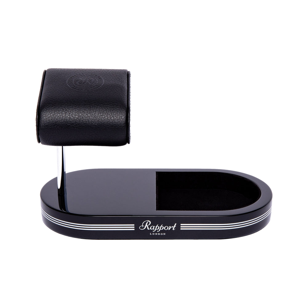 Formula Watch Stand with Tray - Black and Silver