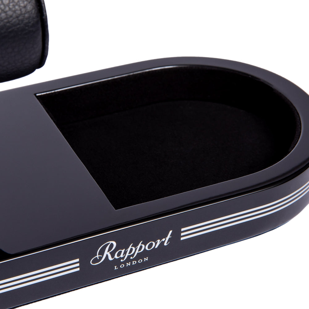 Formula Watch Stand with Tray - Black and Silver