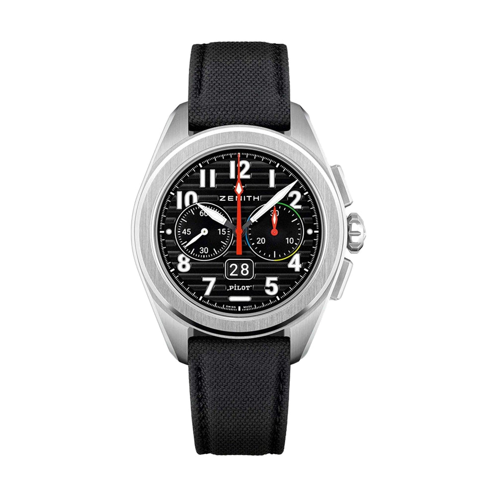 Pilot Chronograph Flyback Big Date 42.5mm - Black on Codura-Effect Rubber Strap and Extra Leather Strap
