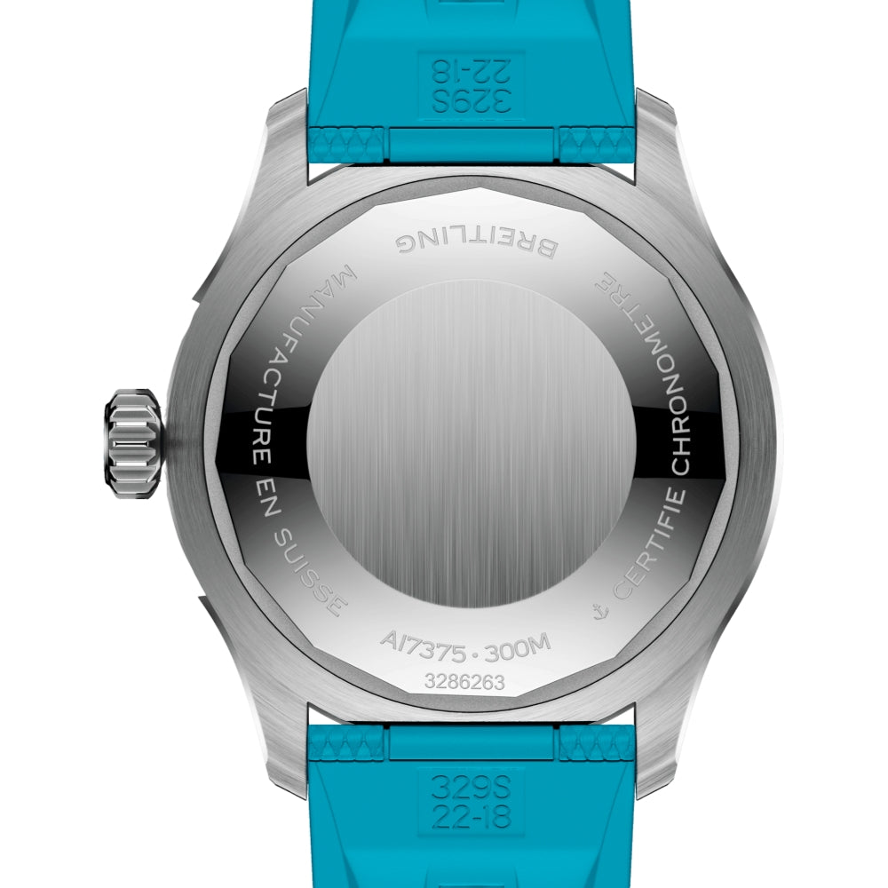Superocean Automatic 42mm - Black w/ Rainbow Indices on Blue Rubber Strap