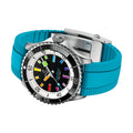 Superocean Automatic 42mm - Black w/ Rainbow Indices on Blue Rubber Strap