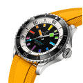 Superocean Automatic 42mm - Black w/ Rainbow Indices on Yellow Rubber Strap