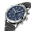 Classic AVI Chronograph 42mm Tribute to Vought F4U Corsair - Blue on Leather Strap