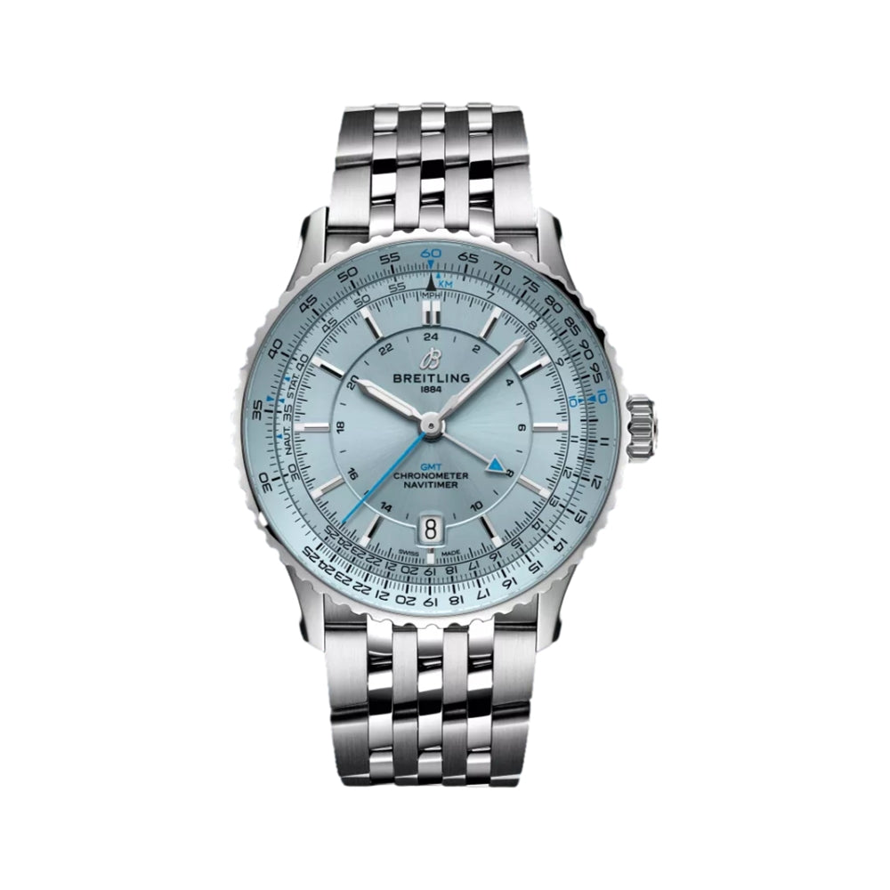 Navitimer Automatic GMT 41mm - Light Blue on Bracelet