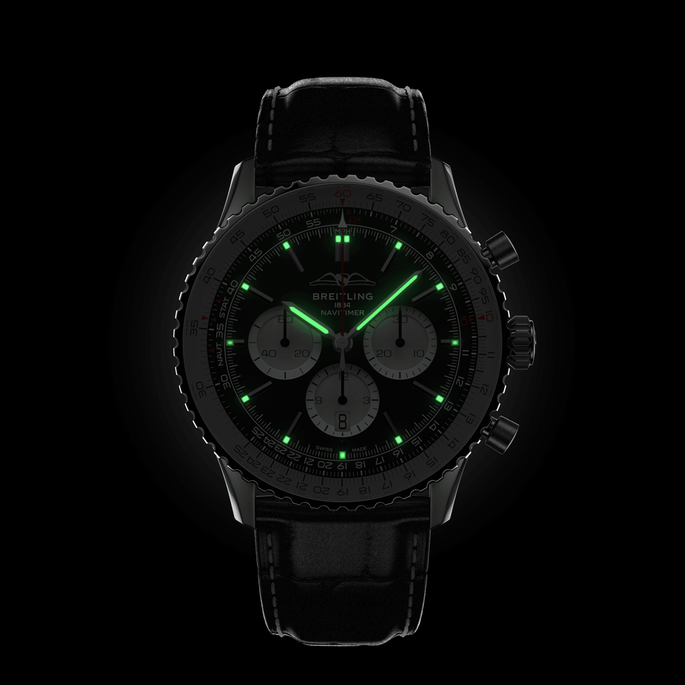 Navitimer B01 Chronograph 46mm - Black on Leather Strap