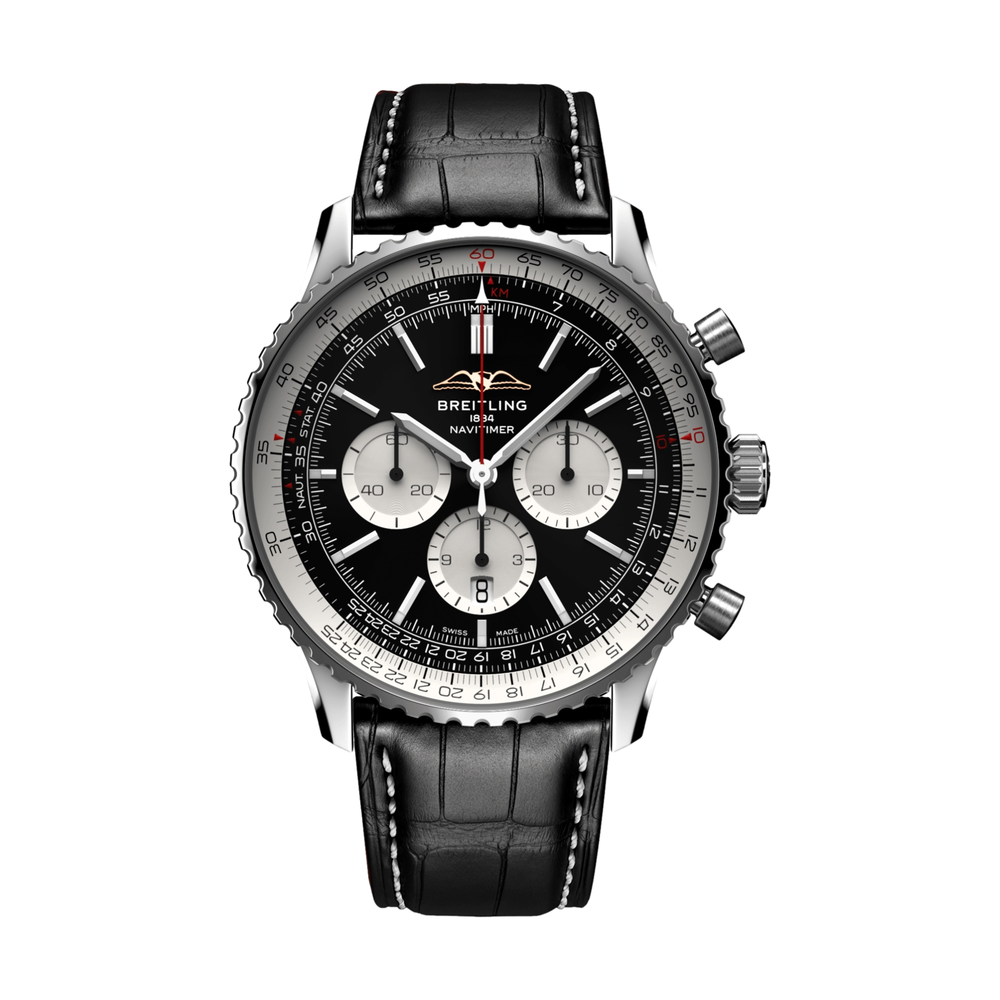 Navitimer B01 Chronograph 46mm - Black on Leather Strap